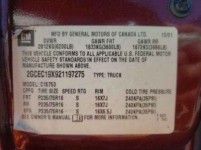 Photo 10 from auction – 2002 CHEVROLET SILVERADO with VIN 2GCEC19X921197275