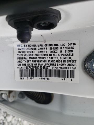 Photo 10 from auction – 2016 HONDA CIVIC LX with VIN 19XFC2F65GE048877