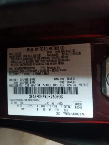 Photo 10 from auction – 2013 FORD FUSION SE with VIN 3FA6P0H79DR260903
