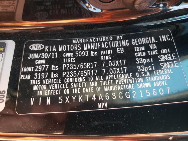 Photo 10 from auction – 2012 KIA SORENTO BA with VIN 5XYKT4A63CG215607