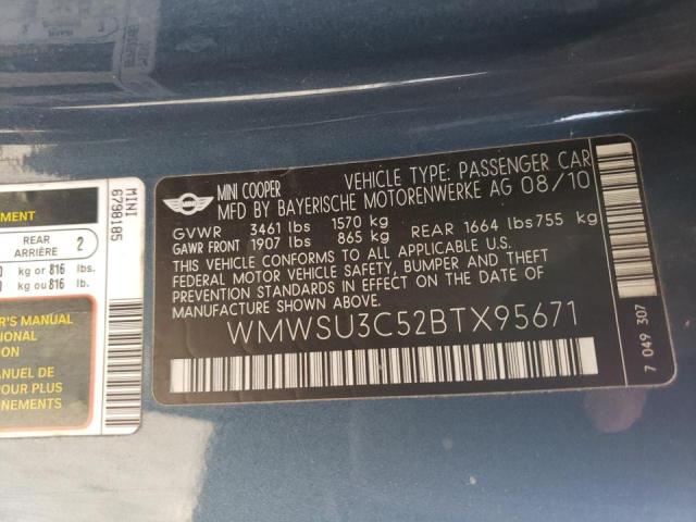 Photo 10 from auction – 2011 MINI COOPER with VIN WMWSU3C52BTX95671