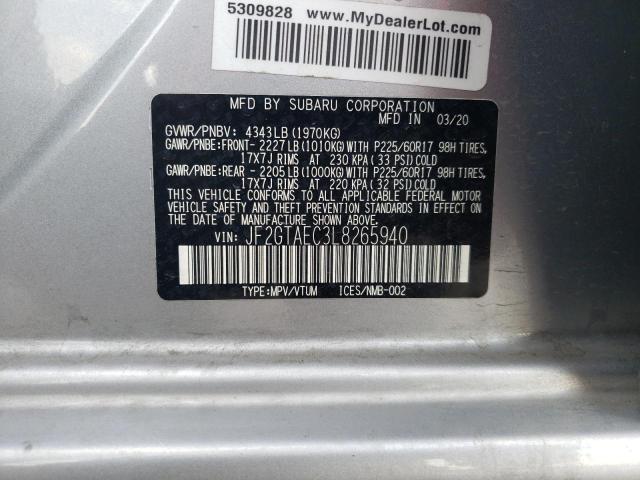 Photo 10 from auction – 2020 SUBARU CROSSTREK with VIN JF2GTAEC3L8265940