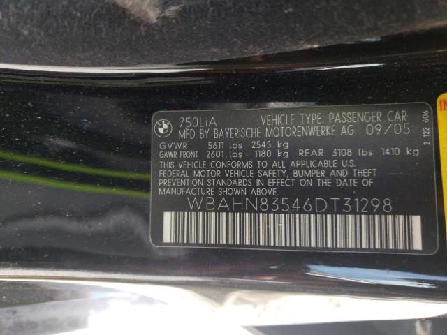 Photo 10 from auction – 2006 BMW 750 LI with VIN WBAHN83546DT31298