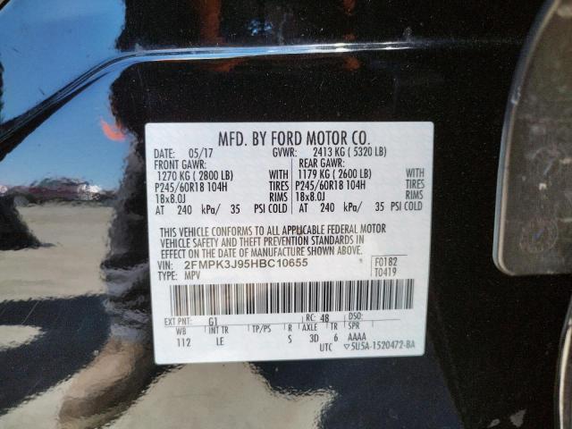 Photo 10 from auction – 2017 FORD EDGE SEL with VIN 2FMPK3J95HBC10655