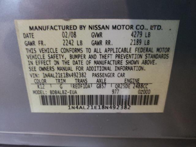 Photo 10 from auction – 2008 NISSAN ALTIMA 2.5 with VIN 1N4AL21E18N492382