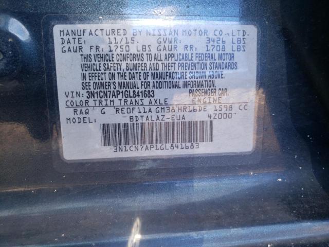 Photo 10 from auction – 2016 NISSAN VERSA S with VIN 3N1CN7AP1GL841683