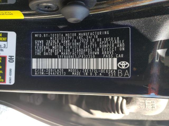 Photo 10 from auction – 2018 TOYOTA COROLLA L with VIN 5YFBURHE5JP832359