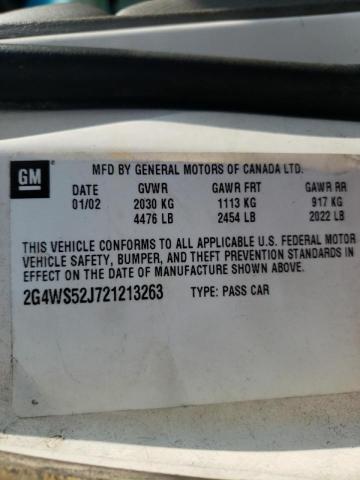 Photo 10 from auction – 2002 BUICK CENTURY CU with VIN 2G4WS52J721213263