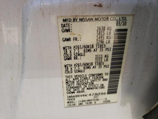 Photo 10 from auction – 2010 NISSAN FRONTIER C with VIN 1N6AD0EV4AC428096