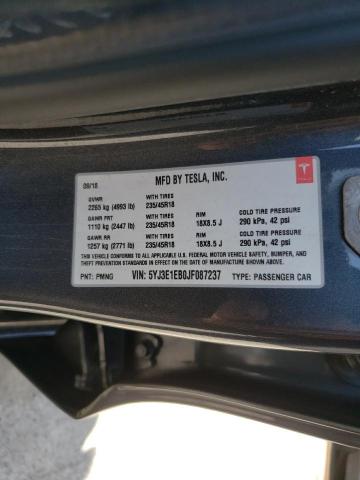 Photo 10 from auction – 2018 TESLA MODEL 3 with VIN 5YJ3E1EB0JF087237