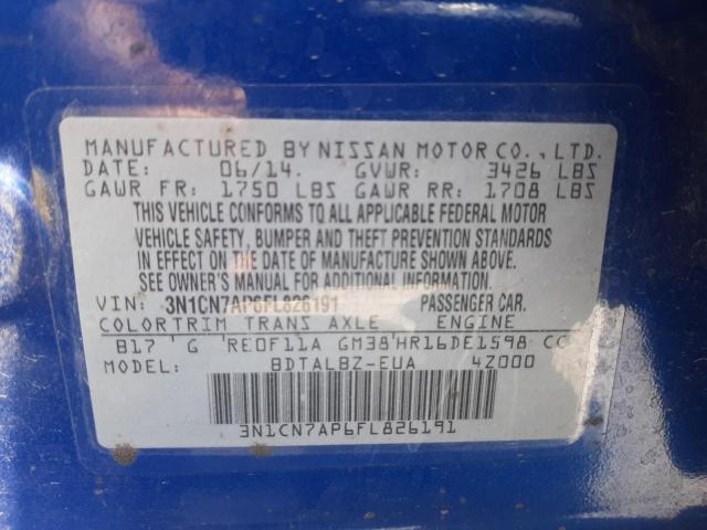 Photo 10 from auction – 2015 NISSAN VERSA S with VIN 3N1CN7AP6FL826191