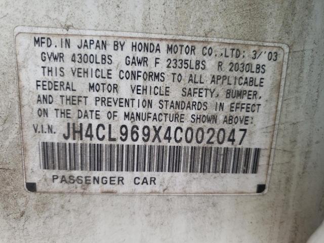 Photo 10 from auction – 2004 ACURA TSX with VIN JH4CL969X4C002047