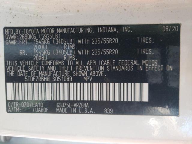Photo 10 from auction – 2020 TOYOTA HIGHLANDER with VIN 5TDFZRBH8LS051089