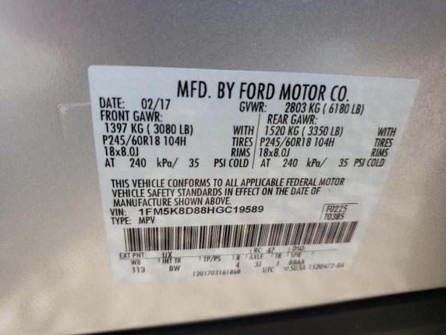 Photo 10 from auction – 2017 FORD EXPLORER X with VIN 1FM5K8D88HGC19589