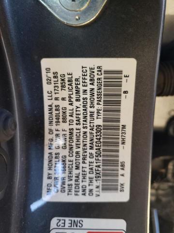 Photo 10 from auction – 2010 HONDA CIVIC LX with VIN 19XFA1F50AE043309