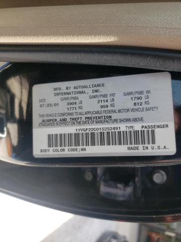 Photo 10 from auction – 2001 MAZDA 626 ES with VIN 1YVGF22C015252491