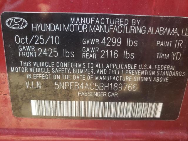 Photo 10 from auction – 2011 HYUNDAI SONATA GLS with VIN 5NPEB4AC5BH189766
