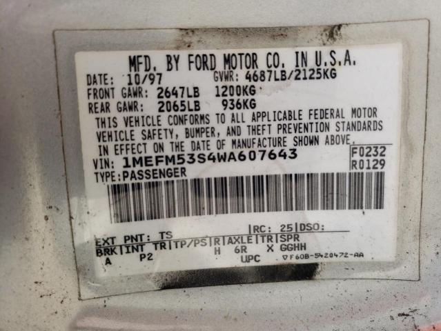 Photo 10 from auction – 1998 MERCURY SABLE LS P with VIN 1MEFM53S4WA607643