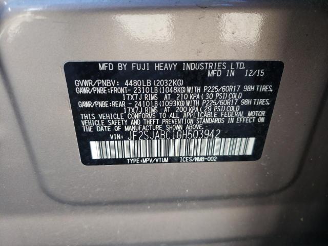 Photo 10 from auction – 2016 SUBARU FORESTER 2 with VIN JF2SJABC1GH503942