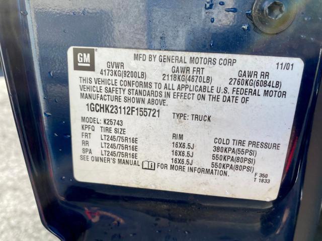 Photo 10 from auction – 2002 CHEVROLET SILVERADO with VIN 1GCHK23112F155721