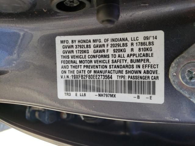 Photo 10 from auction – 2014 HONDA CIVIC EX with VIN 19XFB2F80EE273564