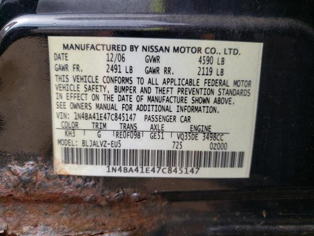 Photo 10 from auction – 2007 NISSAN MAXIMA SE with VIN 1N4BA41E47C845147