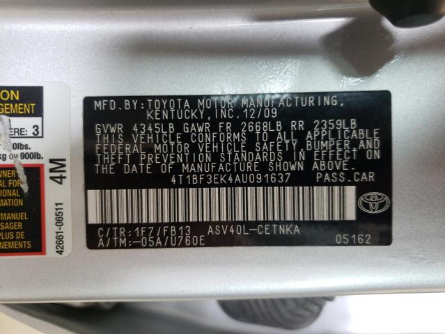 Photo 10 from auction – 2010 TOYOTA CAMRY BASE with VIN 4T1BF3EK4AU091637