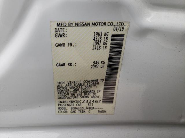 Photo 10 from auction – 2019 NISSAN ALTIMA S with VIN 1N4BL4BV1KC232467