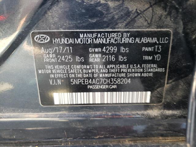 Photo 10 from auction – 2012 HYUNDAI SONATA GLS with VIN 5NPEB4AC7CH358204