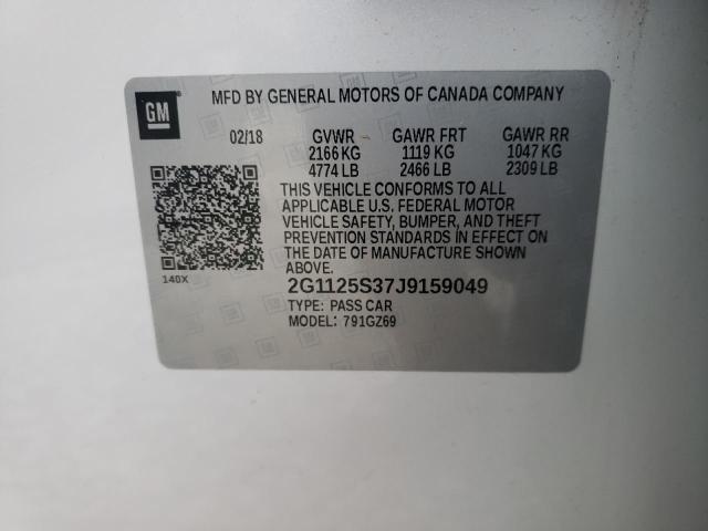 Photo 10 from auction – 2018 CHEVROLET IMPALA with VIN 2G1125S37J9159049