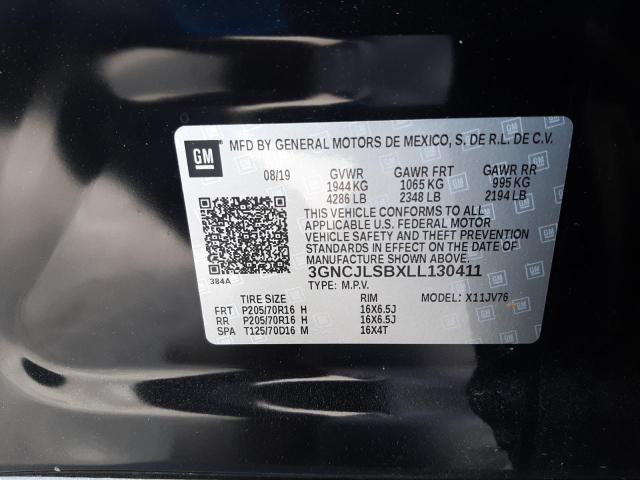 Photo 10 from auction – 2020 CHEVROLET TRAX 1LT with VIN 3GNCJLSBXLL130411