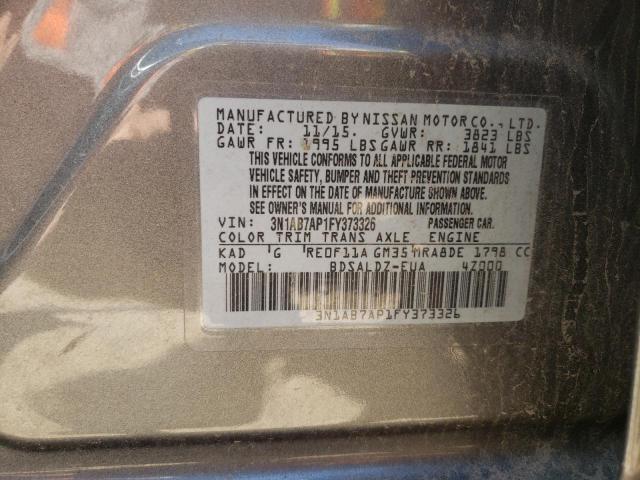 Photo 10 from auction – 2015 NISSAN SENTRA S with VIN 3N1AB7AP1FY373326