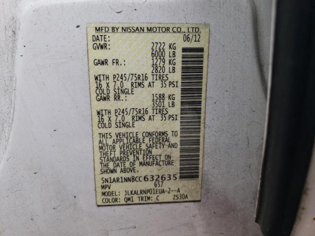 Photo 10 from auction – 2012 NISSAN PATHFINDER with VIN 5N1AR1NN8CC632635
