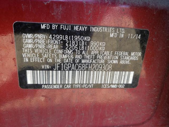 Photo 10 from auction – 2015 SUBARU IMPREZA PR with VIN JF1GPAC68FH209308