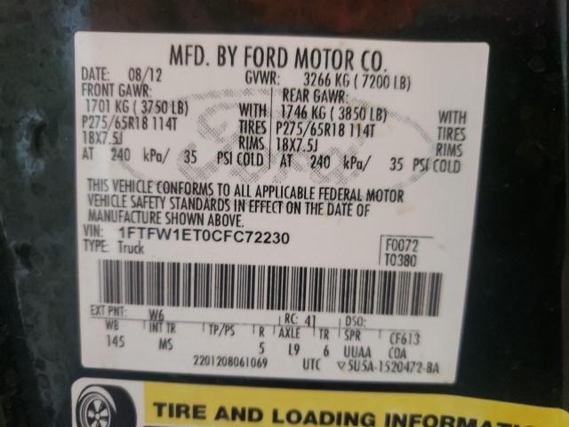 Photo 10 from auction – 2012 FORD F150 SUPER with VIN 1FTFW1ET0CFC72230