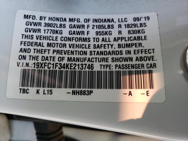Photo 10 from auction – 2019 HONDA CIVIC EX with VIN 19XFC1F34KE213746