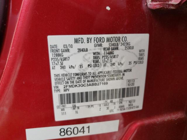 Photo 10 from auction – 2010 FORD EDGE SE with VIN 2FMDK3GC3ABB27169