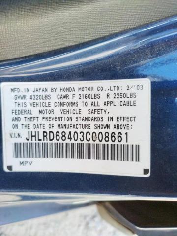 Photo 10 from auction – 2003 HONDA CR-V LX with VIN JHLRD68403C008661
