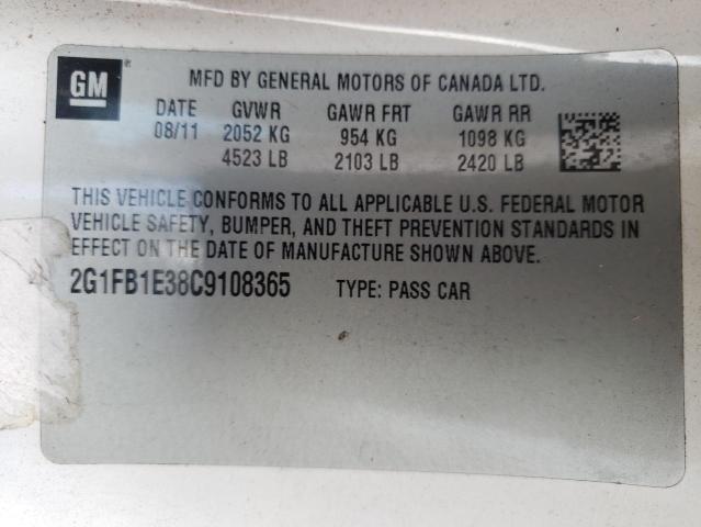 Photo 10 from auction – 2012 CHEVROLET CAMARO LT with VIN 2G1FB1E38C9108365