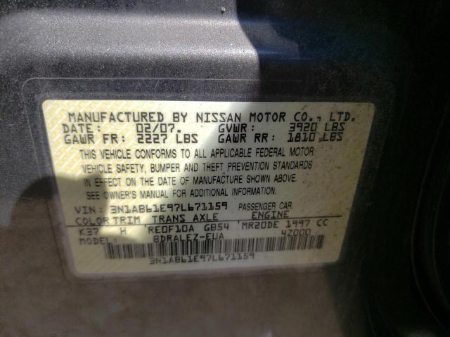 Photo 10 from auction – 2007 NISSAN SENTRA 2.0 with VIN 3N1AB61E97L671159