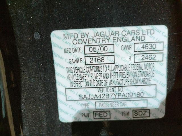 Photo 10 from auction – 2000 JAGUAR XKR with VIN SAJJA42B7YPA09180