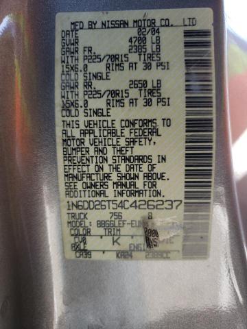 Photo 10 from auction – 2004 NISSAN FRONTIER K with VIN 1N6DD26T54C426237
