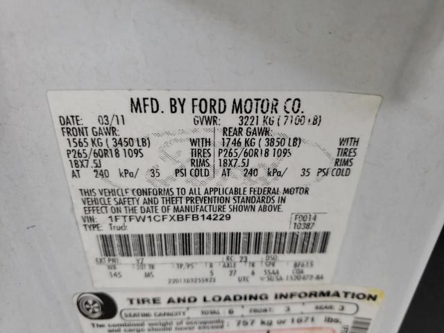 Photo 10 from auction – 2011 FORD F150 SUPER with VIN 1FTFW1CFXBFB14229