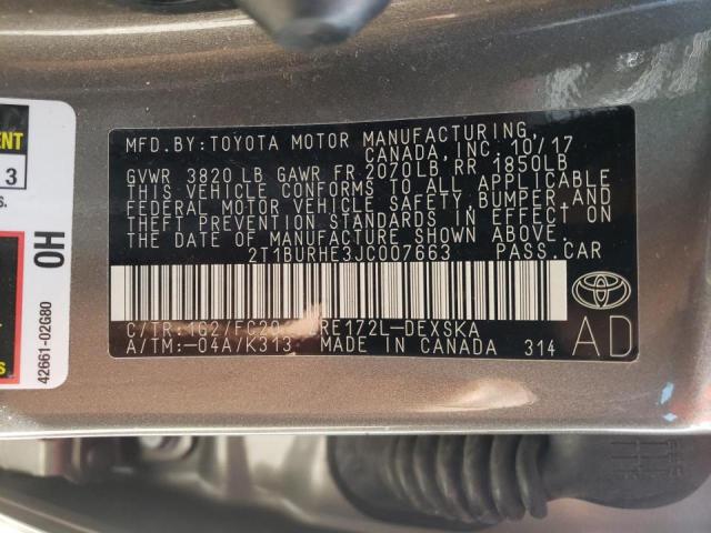 Photo 10 from auction – 2018 TOYOTA COROLLA L with VIN 2T1BURHE3JC007663