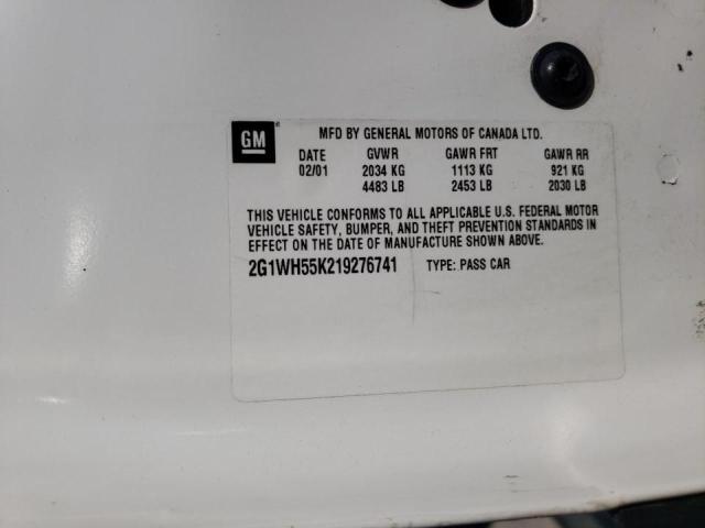 Photo 10 from auction – 2001 CHEVROLET IMPALA LS with VIN 2G1WH55K219276741