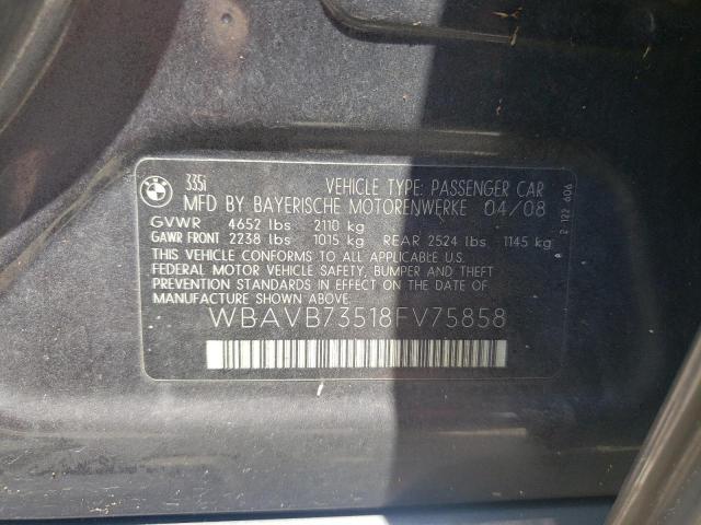 Photo 10 from auction – 2008 BMW 335 I with VIN WBAVB73518FV75858