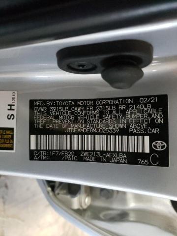 Photo 10 from auction – 2021 TOYOTA COROLLA LE with VIN JTDEAMDE8MJ025339