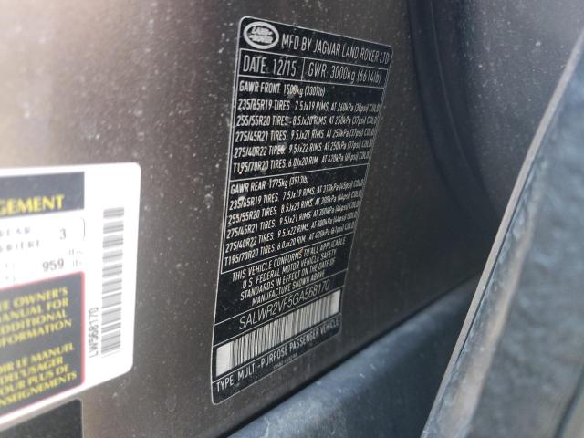 Photo 10 from auction – 2016 LAND ROVER RANGE ROVE with VIN SALWR2VF5GA568170