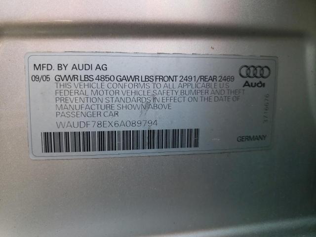Photo 10 from auction – 2006 AUDI A4 2.0T QU with VIN WAUDF78EX6A089794