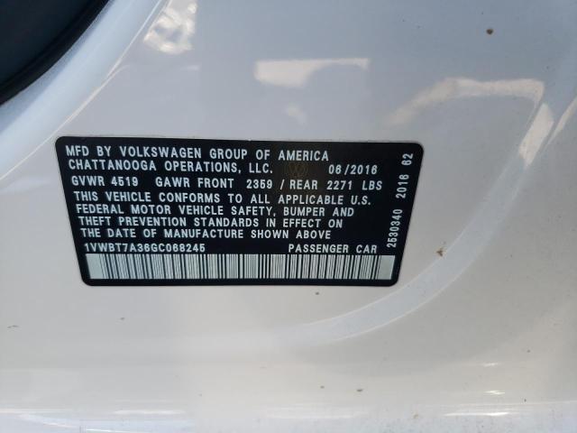 Photo 10 from auction – 2016 VOLKSWAGEN PASSAT with VIN 1VWBT7A36GC068245